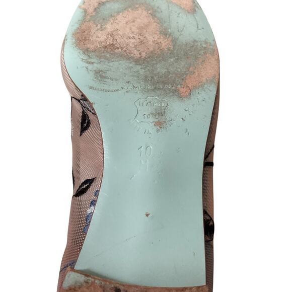 Ramon Tenza Blue Embroidered mesh ballet flats 10 - Picture 8 of 8